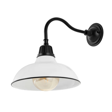 Aurora 12.25" Farmhouse Industrial Indoor/Outdoor Iron LED Gooseneck Arm Outdoor Sconce - JONATHAN Y
